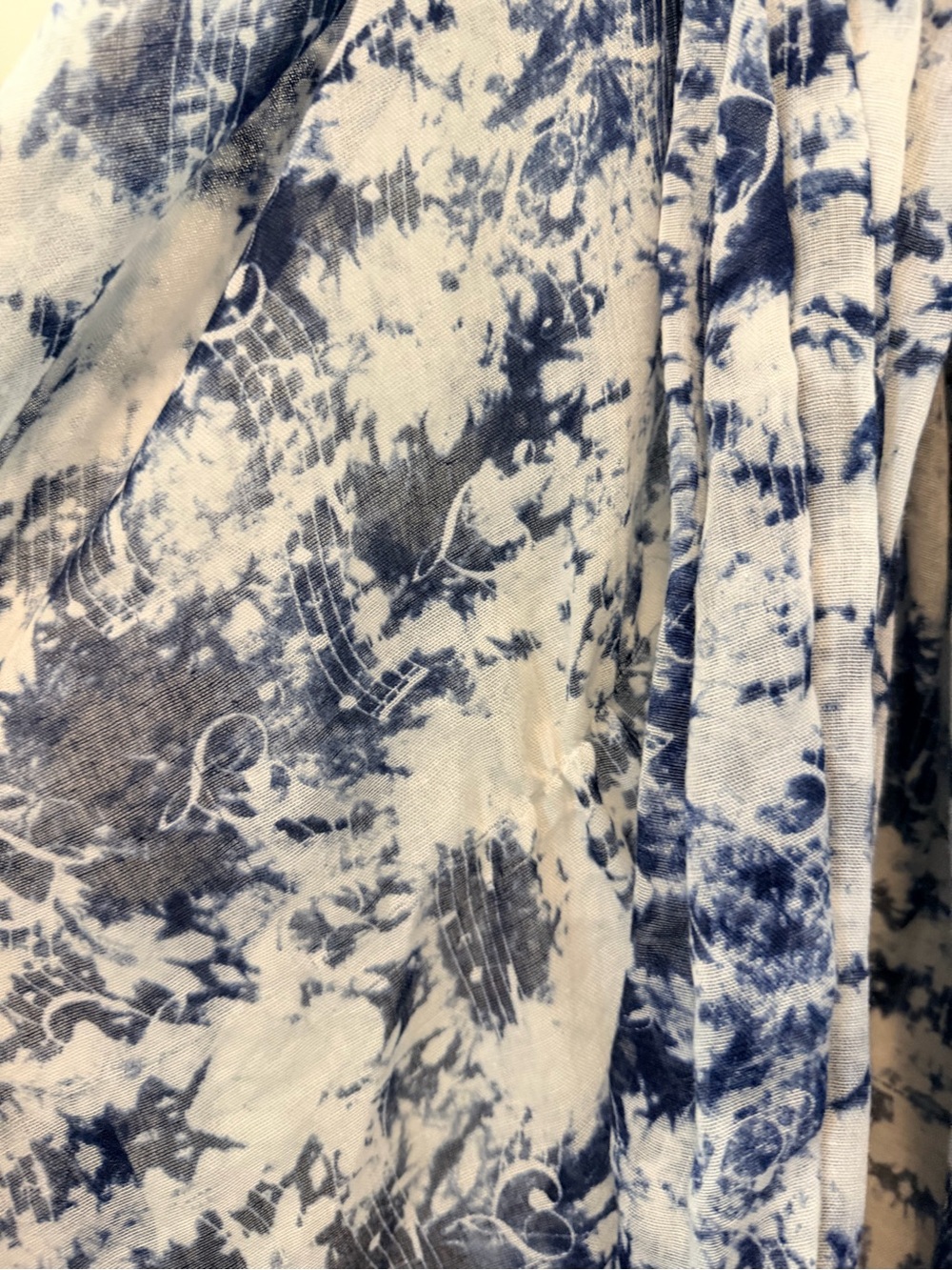 Lightweight Blue and White Tie-Dye Scarf